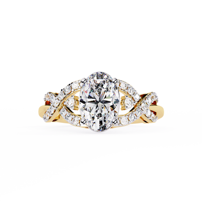 "Celestial Embrace" Oval Diamond Engagement Ring In Gold - 1.80 Ct