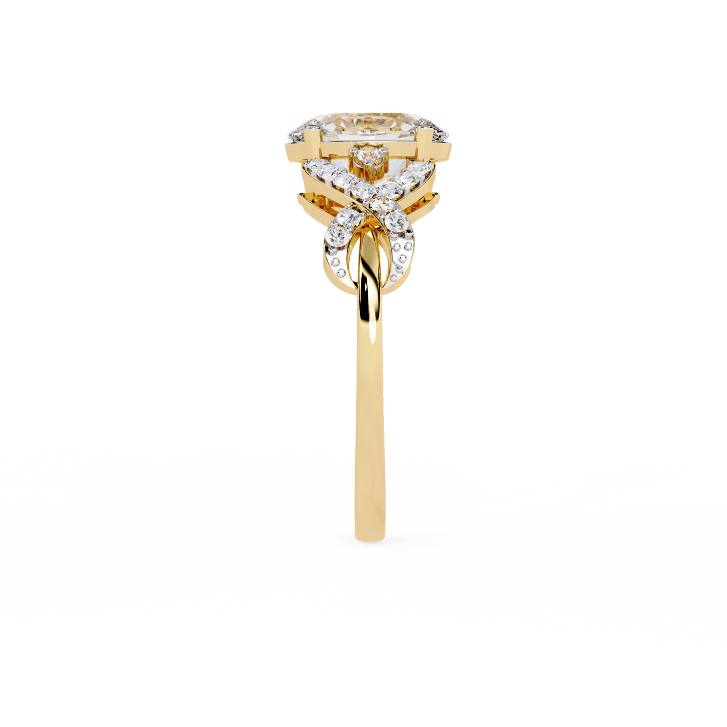 "Celestial Embrace" Oval Diamond Engagement Ring In Gold - 1.80 Ct