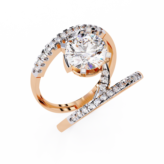 The Avant-Garde Swirl Round Diamond Ring In Gold - 2.38 Ct