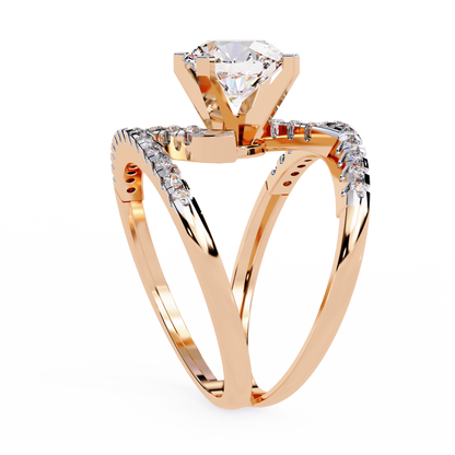 The Avant-Garde Swirl Round Diamond Ring In Gold - 2.38 Ct