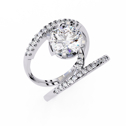 The Avant-Garde Swirl Round Diamond Ring In Gold - 2.38 Ct
