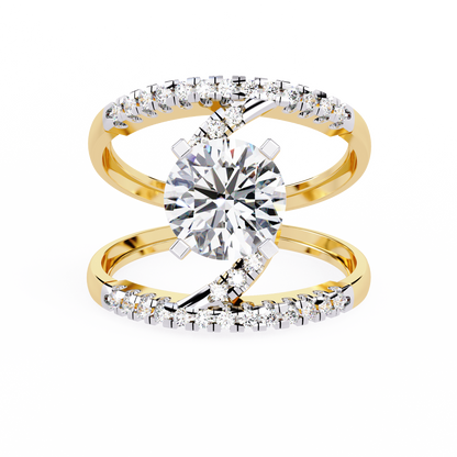 The Avant-Garde Swirl Round Diamond Ring In Gold - 2.38 Ct