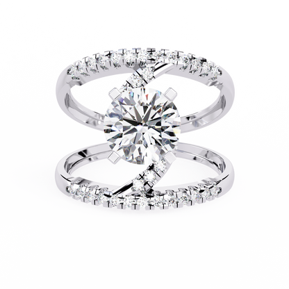 The Avant-Garde Swirl Round Diamond Ring In Gold - 2.38 Ct