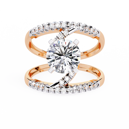 The Avant-Garde Swirl Round Diamond Ring In Gold - 2.38 Ct