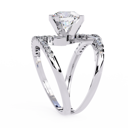 The Avant-Garde Swirl Round Diamond Ring In Gold - 2.38 Ct