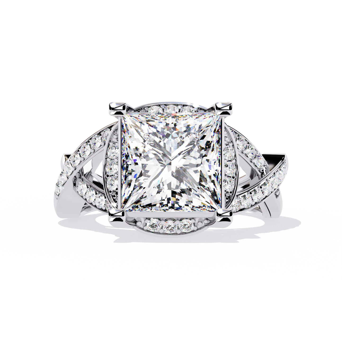 The Intertwined Princess Diamond Ring In Gold - 3.47 Ct