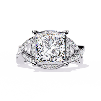 The Intertwined Princess Diamond Ring In Gold - 3.47 Ct