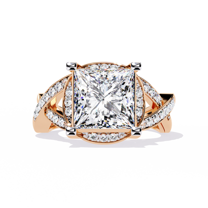 The Intertwined Princess Diamond Ring In Gold - 3.47 Ct