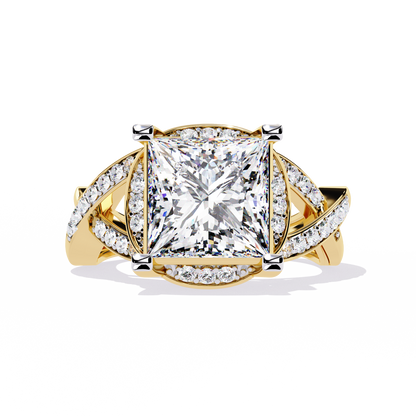 The Intertwined Princess Diamond Ring In Gold - 3.47 Ct