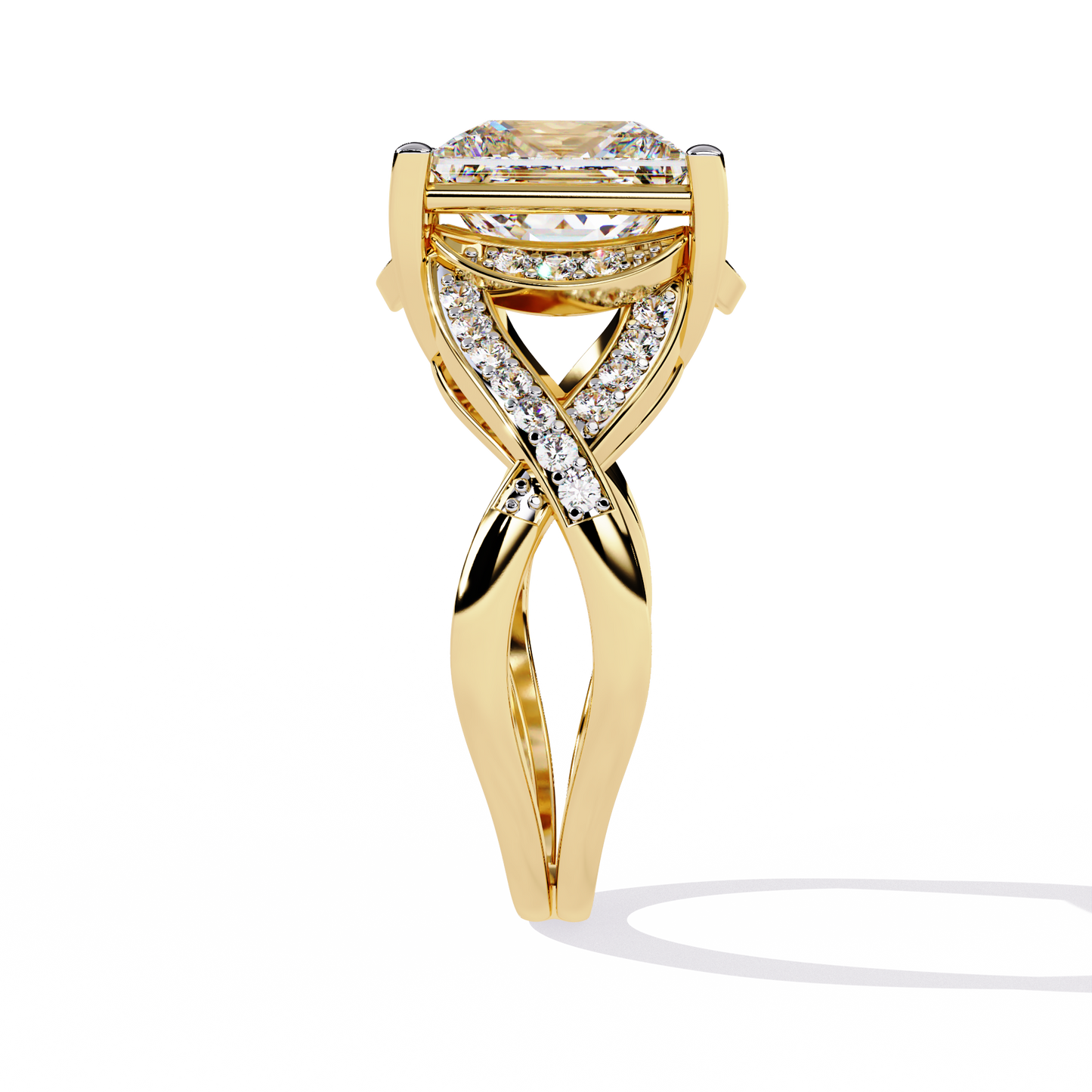 The Intertwined Princess Diamond Ring In Gold - 3.47 Ct