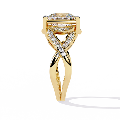 The Intertwined Princess Diamond Ring In Gold - 3.47 Ct