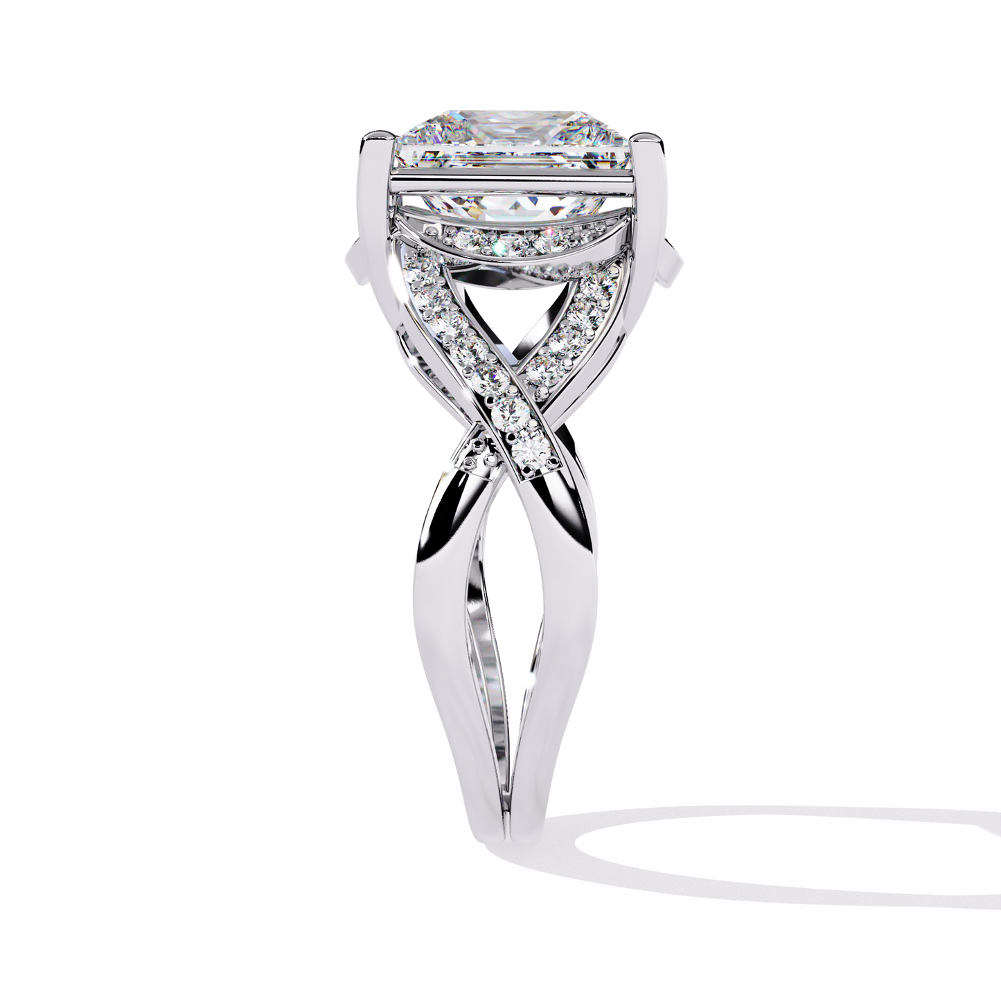 The Intertwined Princess Diamond Ring In Gold - 3.47 Ct