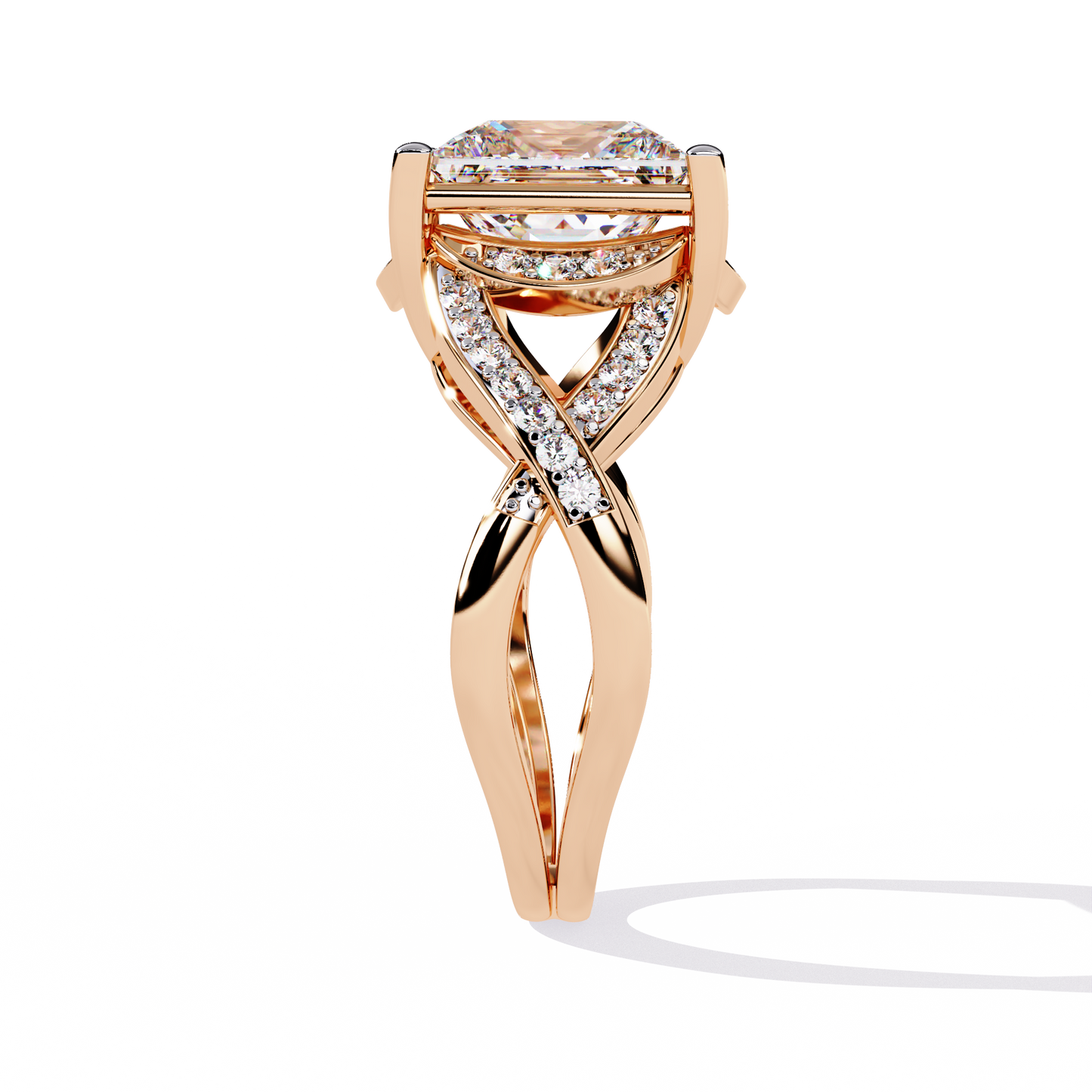 The Intertwined Princess Diamond Ring In Gold - 3.47 Ct