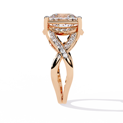 The Intertwined Princess Diamond Ring In Gold - 3.47 Ct