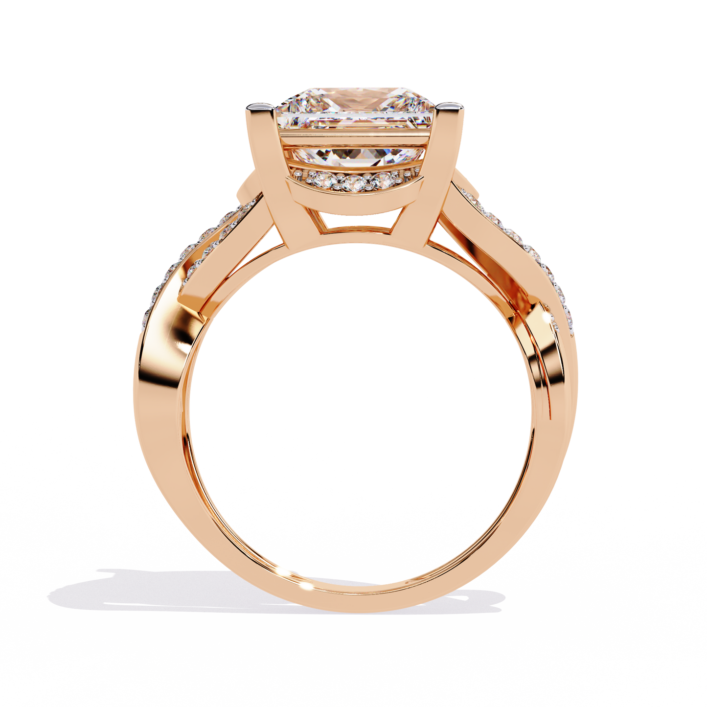 The Intertwined Princess Diamond Ring In Gold - 3.47 Ct