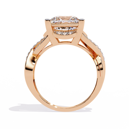 The Intertwined Princess Diamond Ring In Gold - 3.47 Ct