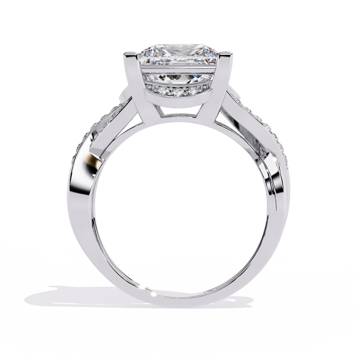 The Intertwined Princess Diamond Ring In Gold - 3.47 Ct