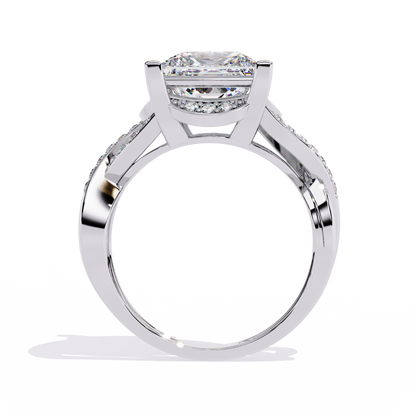The Intertwined Princess Diamond Ring In Gold - 3.47 Ct