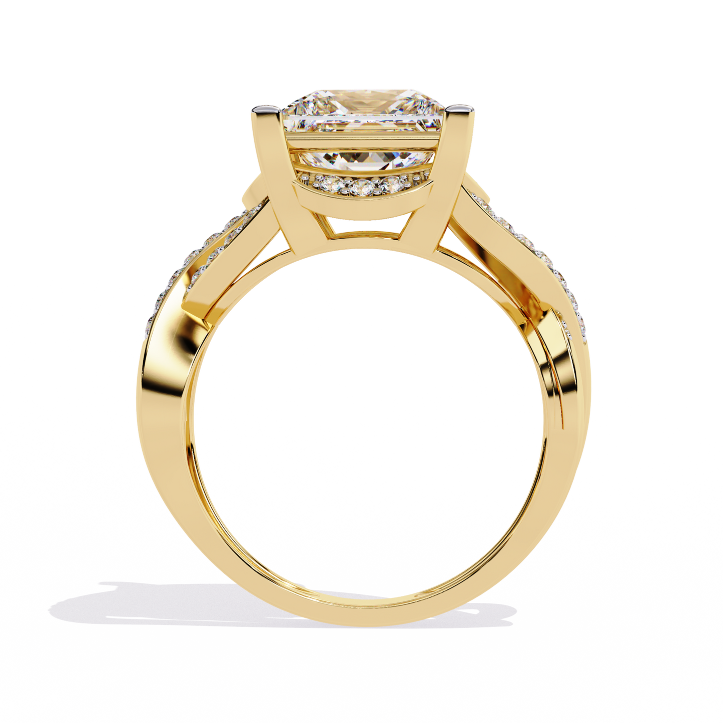 The Intertwined Princess Diamond Ring In Gold - 3.47 Ct