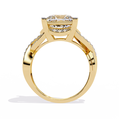 The Intertwined Princess Diamond Ring In Gold - 3.47 Ct