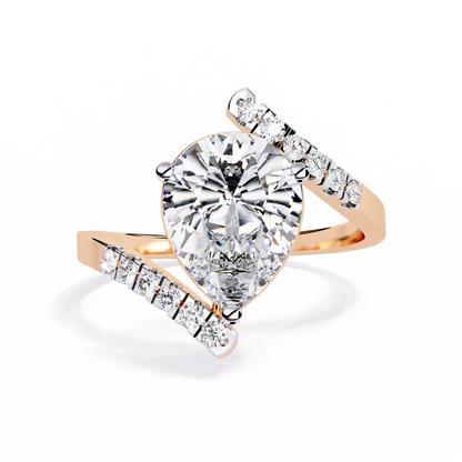 The Stellar Swirl Pear Diamond Ring In Gold - 2.81 Ct