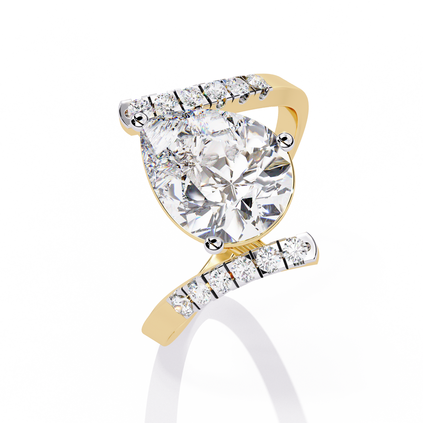 The Stellar Swirl Pear Diamond Ring In Gold - 2.81 Ct
