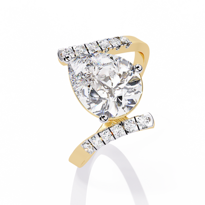 The Stellar Swirl Pear Diamond Ring In Gold - 2.81 Ct
