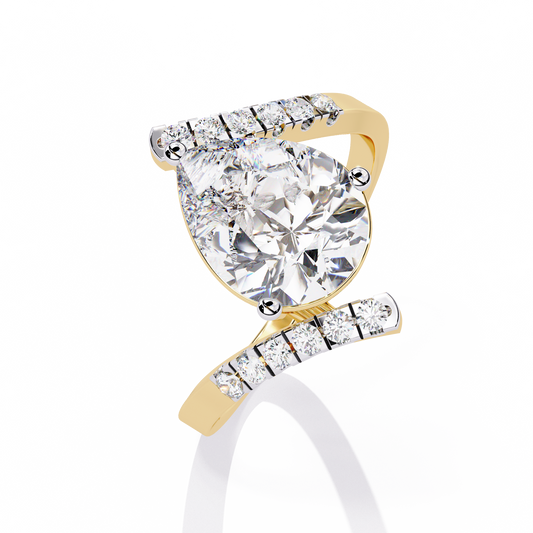 The Stellar Swirl Pear Diamond Ring In Gold - 2.81 Ct