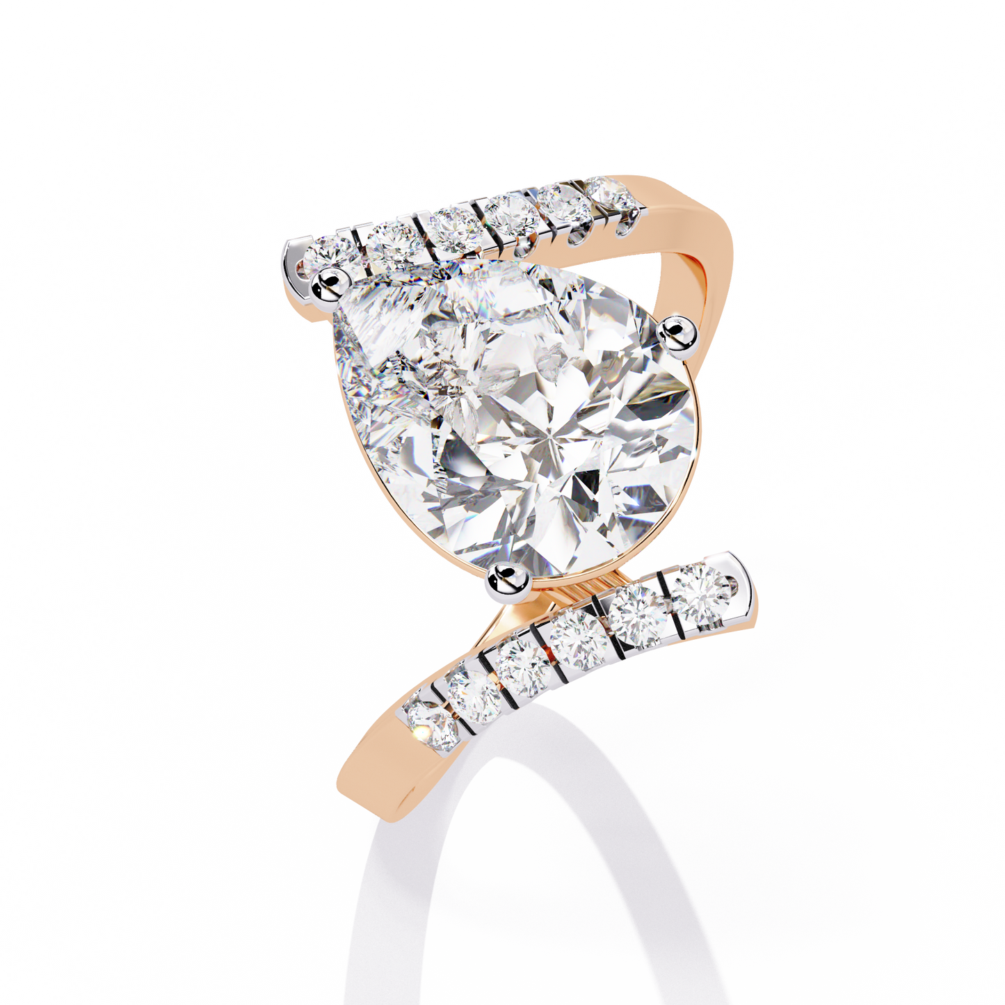 The Stellar Swirl Pear Diamond Ring In Gold - 2.81 Ct