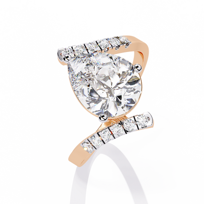 The Stellar Swirl Pear Diamond Ring In Gold - 2.81 Ct