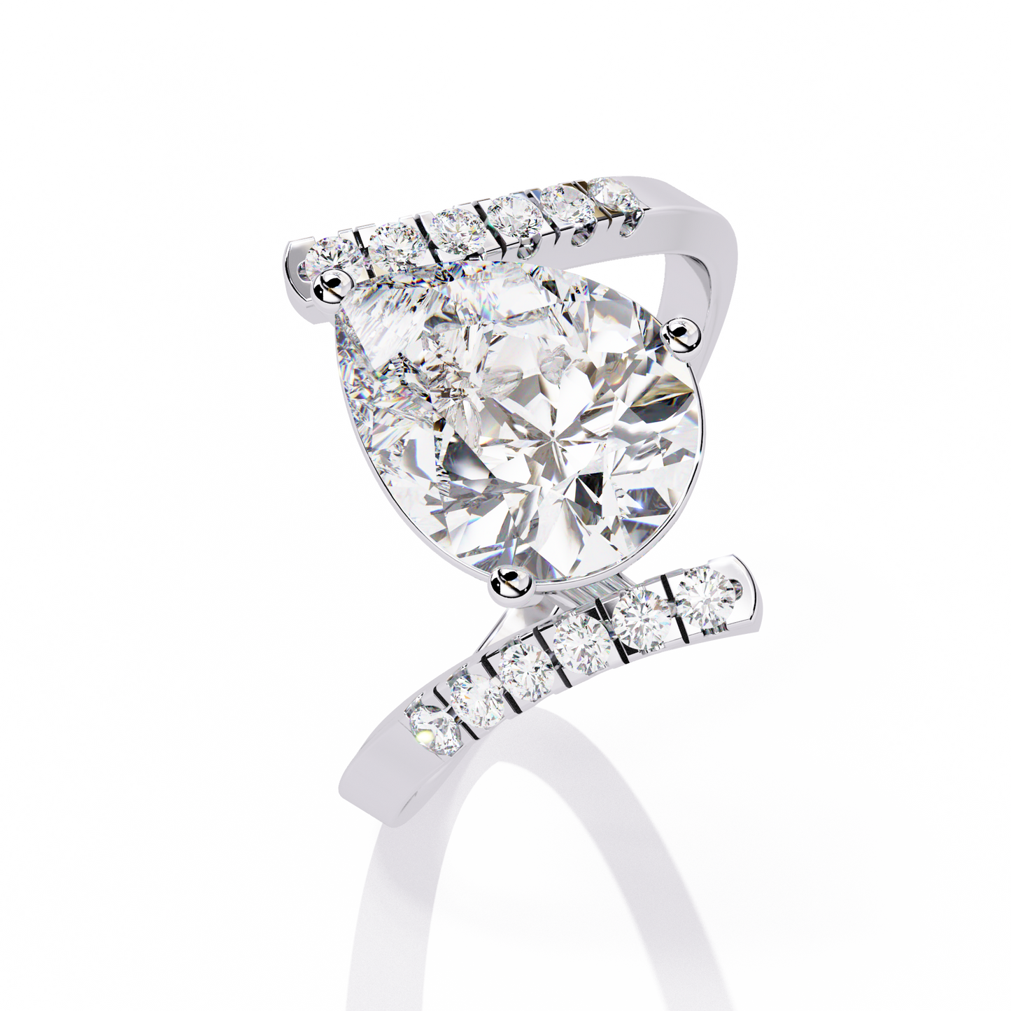 The Stellar Swirl Pear Diamond Ring In Gold - 2.81 Ct