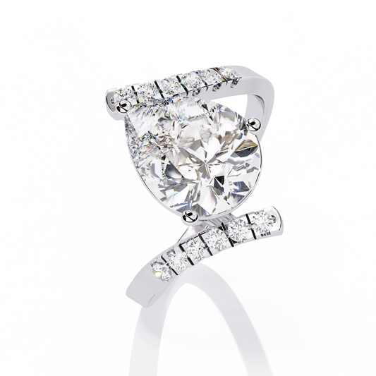 The Stellar Swirl Pear Diamond Ring In Gold - 2.81 Ct