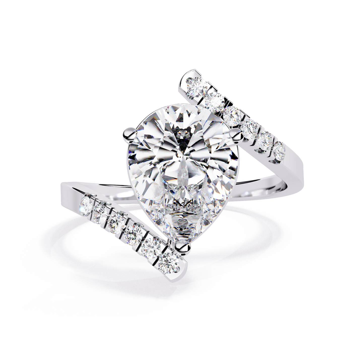 The Stellar Swirl Pear Diamond Ring In Gold - 2.81 Ct