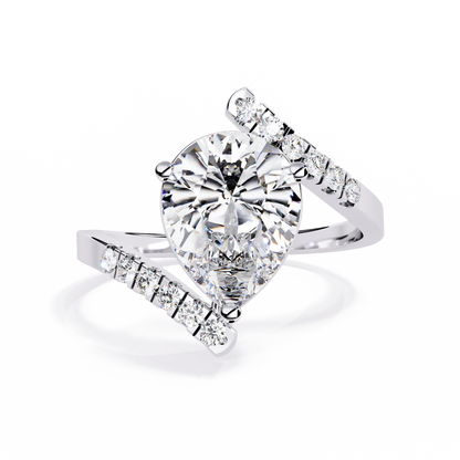 The Stellar Swirl Pear Diamond Ring In Gold - 2.81 Ct