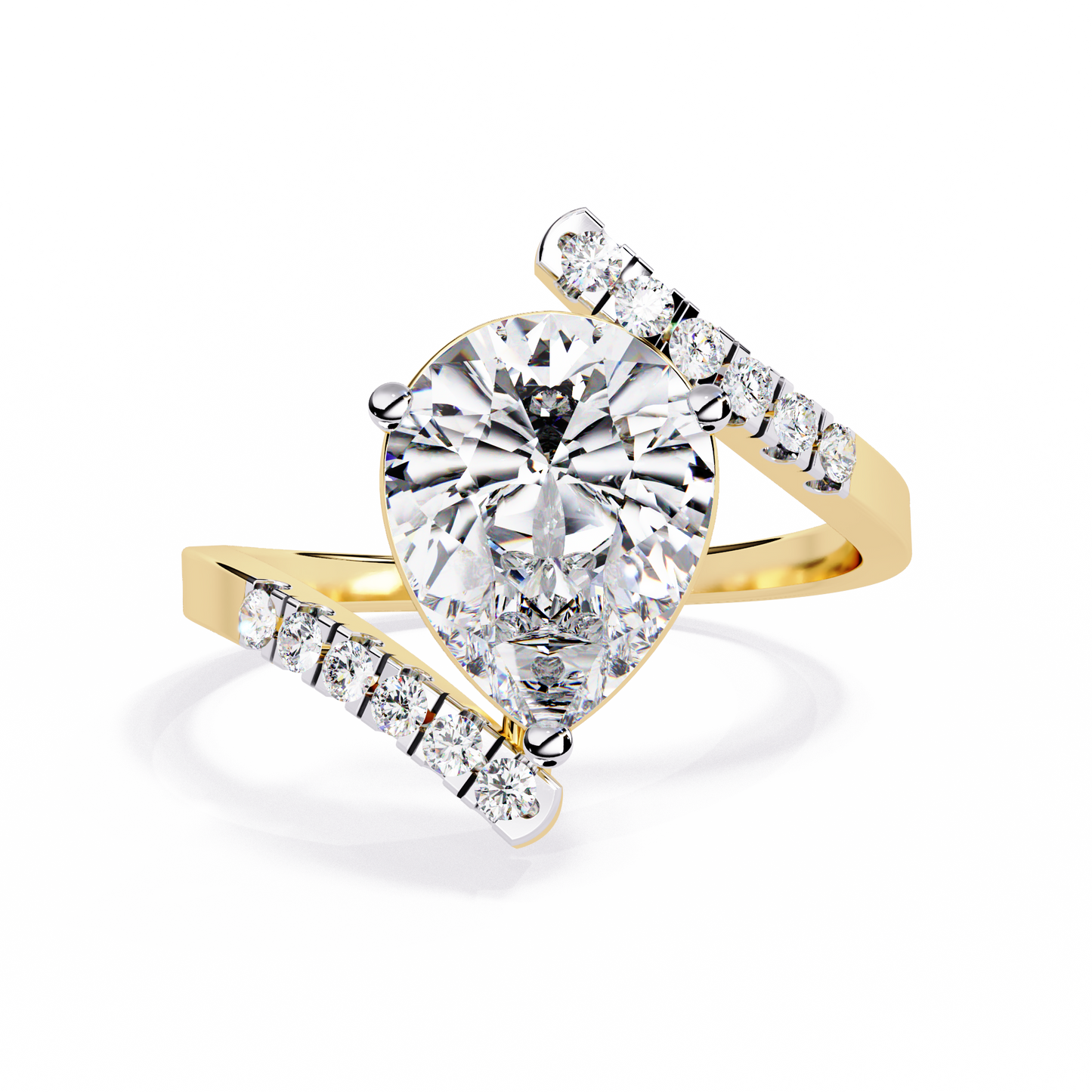 The Stellar Swirl Pear Diamond Ring In Gold - 2.81 Ct