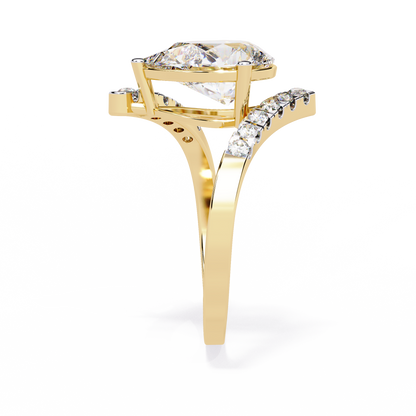 The Stellar Swirl Pear Diamond Ring In Gold - 2.81 Ct