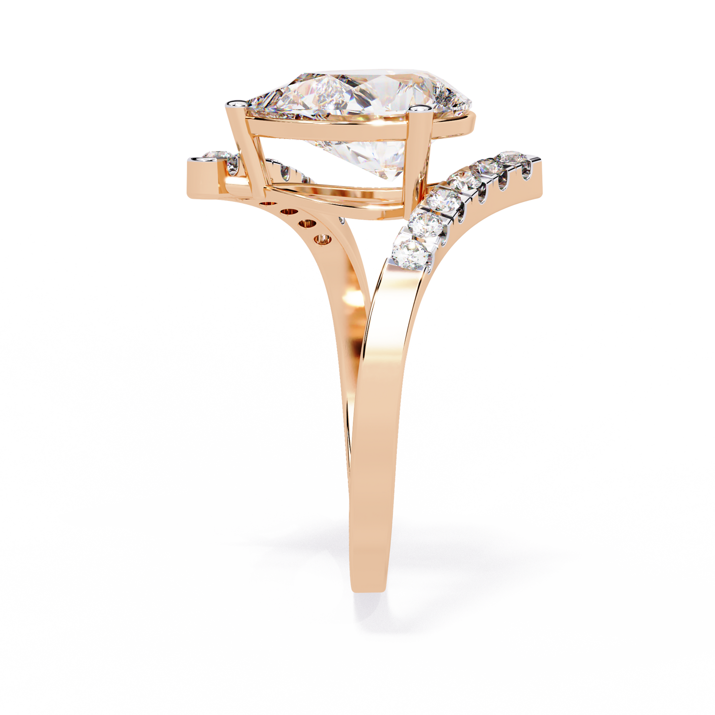 The Stellar Swirl Pear Diamond Ring In Gold - 2.81 Ct