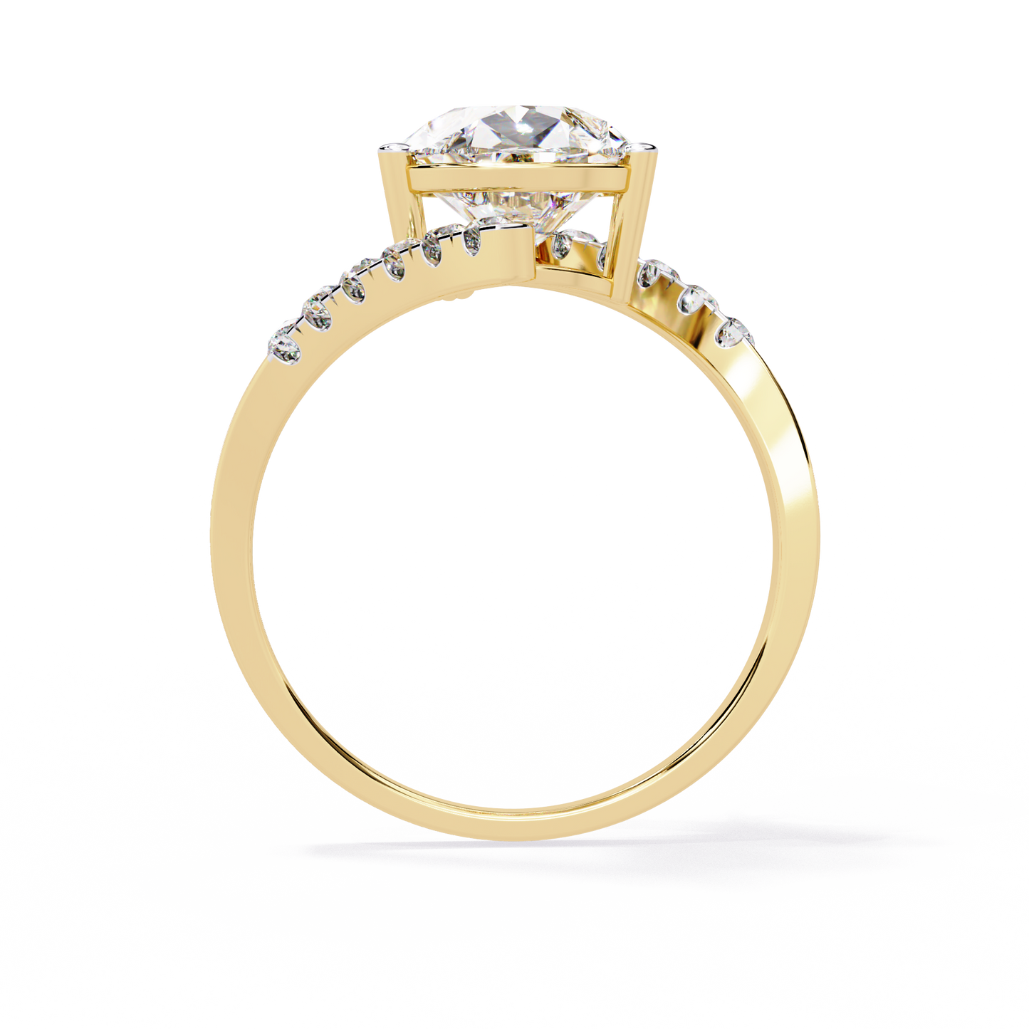 The Stellar Swirl Pear Diamond Ring In Gold - 2.81 Ct