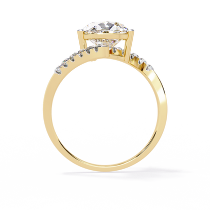 The Stellar Swirl Pear Diamond Ring In Gold - 2.81 Ct