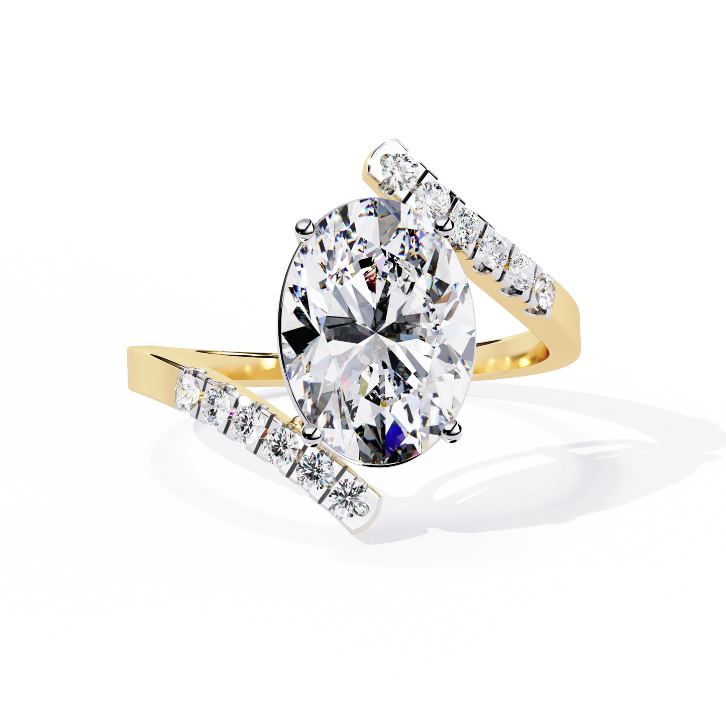 Sleek Channel-Set Oval Solitaire Ring In Gold - 2.41 Ct Diamonds