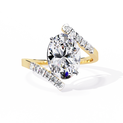 Sleek Channel-Set Oval Solitaire Ring In Gold - 2.41 Ct Diamonds