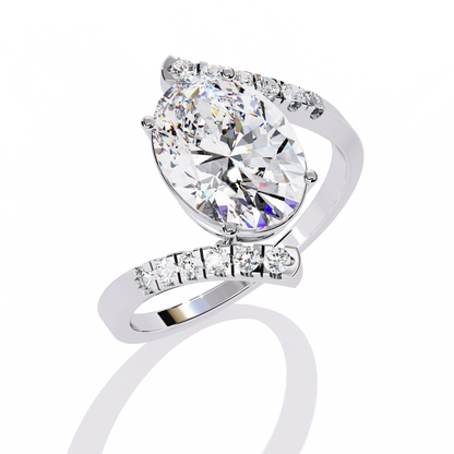 Sleek Channel-Set Oval Solitaire Ring In Gold - 2.41 Ct Diamonds