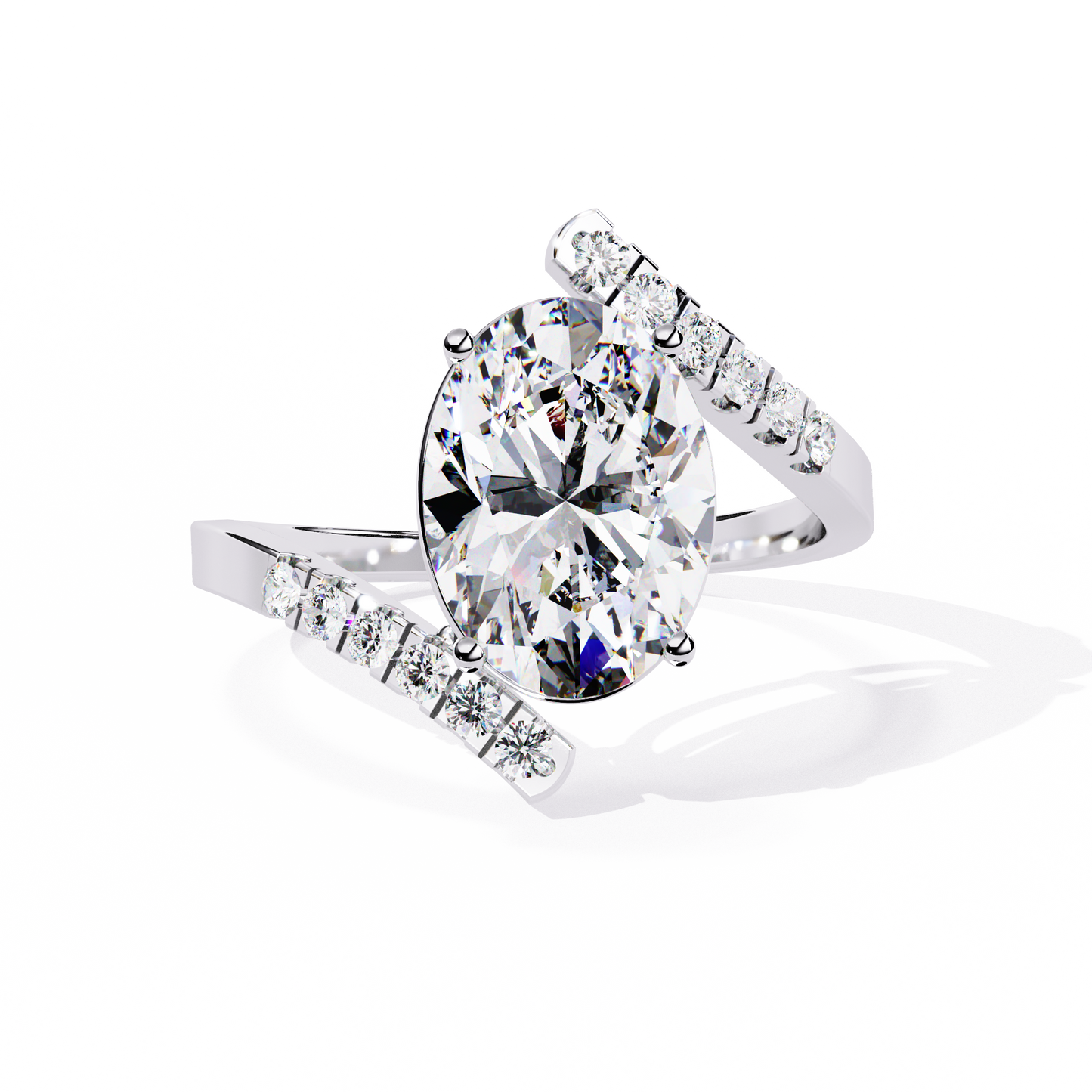 Sleek Channel-Set Oval Solitaire Ring In Gold - 2.41 Ct Diamonds