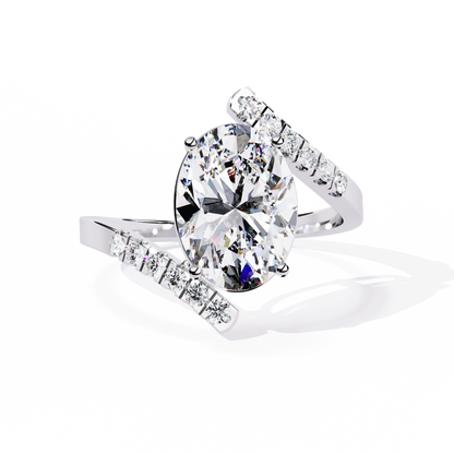Sleek Channel-Set Oval Solitaire Ring In Gold - 2.41 Ct Diamonds