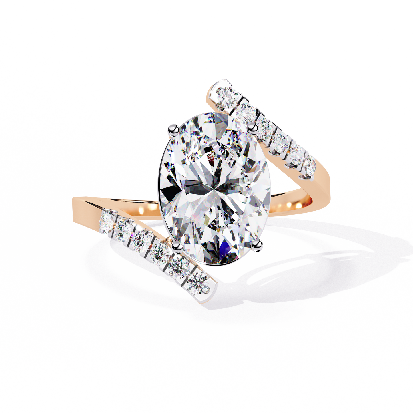Sleek Channel-Set Oval Solitaire Ring In Gold - 2.41 Ct Diamonds