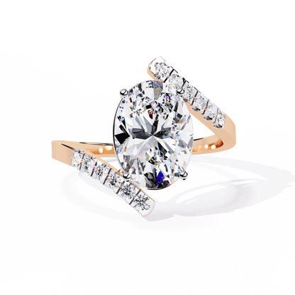 Sleek Channel-Set Oval Solitaire Ring In Gold - 2.41 Ct Diamonds