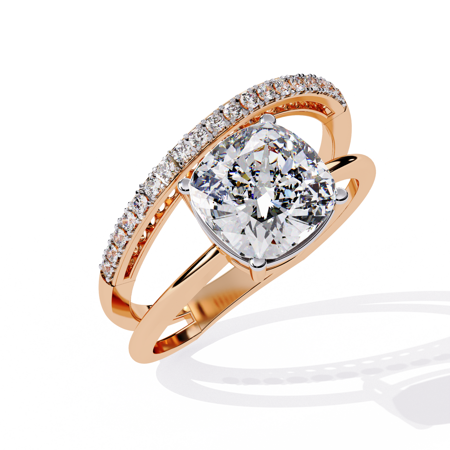 The Modern Embrace Cushion Diamond Ring In Gold - 2.41 Ct