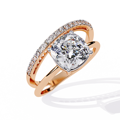 The Modern Embrace Cushion Diamond Ring In Gold - 2.41 Ct