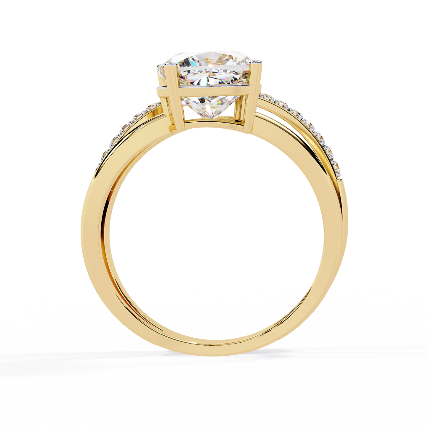 The Modern Embrace Cushion Diamond Ring In Gold - 2.41 Ct