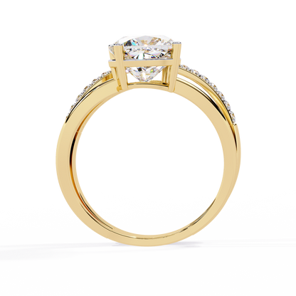 The Modern Embrace Cushion Diamond Ring In Gold - 2.41 Ct